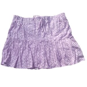 Ninexis lavender purple eyelet plus size ruffle a line mini skirt 2x